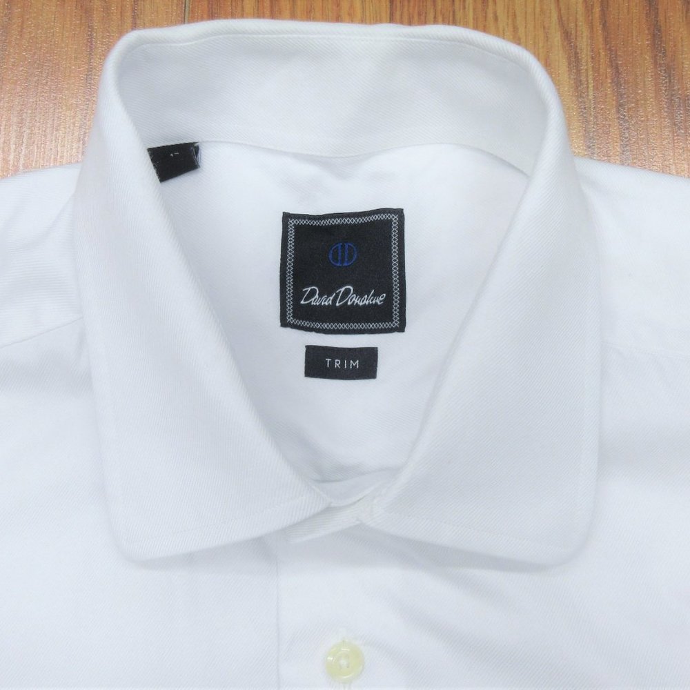 DAVID DONAHUE TRIM FIT FRENCH CUFF 100% COTTON SHIRT WHITE Neck-17, Sleeve-34/35